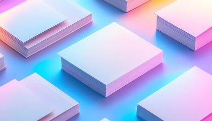 A clean isometric layout of several empty white A4 posters