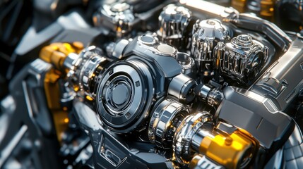 Fototapeta premium Futuristic Engine Design with Realistic Textures and Lighting