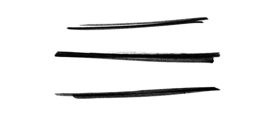 Set of Three Medium Line | Black Marker PNG Isolated hand drawn doodle Elements on transparent background