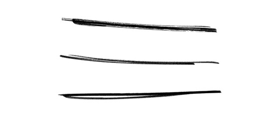 Set of Three Medium Line | Black Marker PNG Isolated hand drawn doodle Elements on transparent background