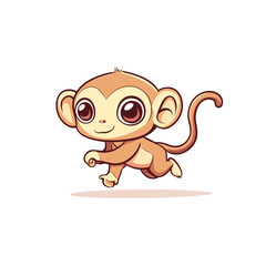 Fototapeta premium Adorable Cartoon Monkey in Motion: A Playful Digital Illustration