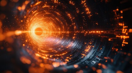 Fototapeta premium Abstract Digital Tunnel: A Journey Through Cyberspace