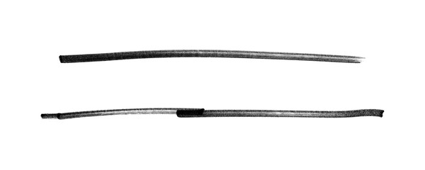 Set of Two Long Line | Black Marker PNG Isolated hand drawn doodle Elements on transparent background