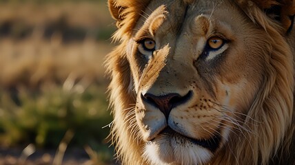 Forest Lion With Focus In A Jungle Background