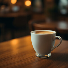 Fototapeta premium coffee on a wooden table in a cafe