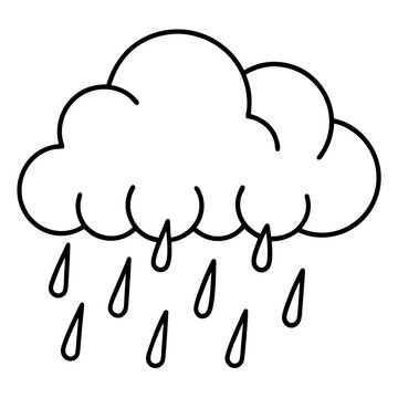 recommend clip art: Simple Line Drawing of a Rain Cloud and Raindrops