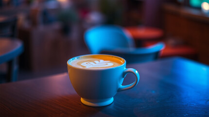 Fototapeta premium coffee on a wooden table in a cafe