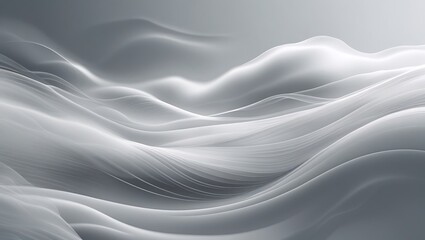 Obraz premium abstract flowing waves, ethereal light streams, silver and white colors, smoky texture, dynamic curves, minimalist design, smooth gradients, monochromatic palette, futuristic background, subtle glow
