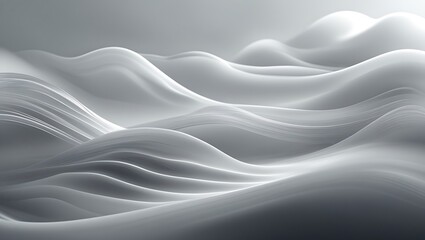 Obraz premium abstract flowing waves, ethereal light streams, silver and white colors, smoky texture, dynamic curves, minimalist design, smooth gradients, monochromatic palette, futuristic background, subtle glow