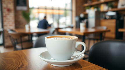 coffee on a wooden table in a cafe
