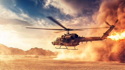 Helicopter shot down over desert terrain
