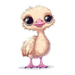 Naklejka premium Adorable Baby Ostrich: A Digital Illustration