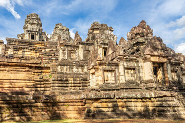 Fototapeta premium Ancient hindu Ta Keo khmer Shiva temple walls and towers, Angkor, Siem Reap, Cambodia