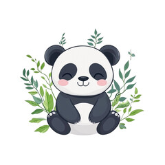 Obraz premium Adorable Panda Bear Sitting Amidst Lush Greenery