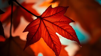 Obraz premium red maple leaf in the forest