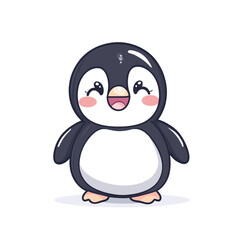 Fototapeta premium Adorable Happy Penguin Cartoon Illustration