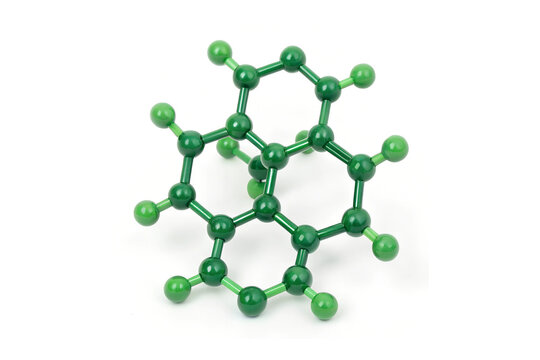 Hexagonal Molecular Structure on White Background - Green Benzene Ring Model