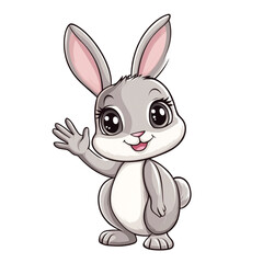 Adorable Grey Bunny Waving Hello!