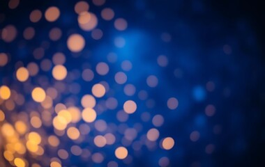 bokeh effect, blurred lights, blue and gold colors, soft focus, abstract background, defocused circular shapes, dreamy atmosphere, night sky ambiance, glowing orbs, ethereal illumination