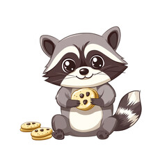 Obraz premium Adorable Raccoon Enjoying a Delicious Cookie Treat