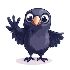 Obraz premium Adorable Cartoon Bird Waving Hello: A Fun, Whimsical Illustration