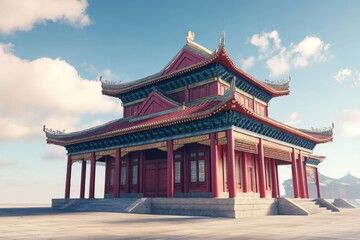 Magnificent Asian Temple Architecture under a Clear Sky