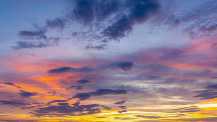 Multicolor of skyline in the evening during sunset, Cirrus is a genus of atmospheric cloud...