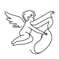 Continuous one line drawing of Cupid isolated on white background. vector illustration for banner, poster, web, template, valentine's card