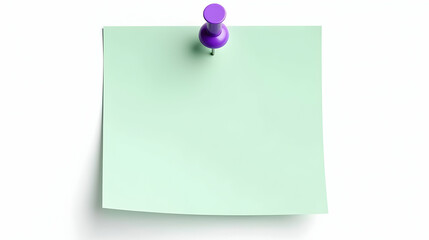 Blank pastel green note pinned on white background.  Ready for your message, idea, or reminder!
