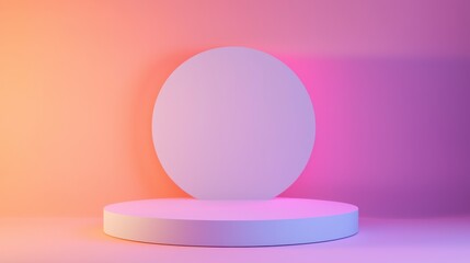 Minimalist Studio Background with Circular Stand and Soft Gradient Lighting in Pastel Colors for Product Photography and Display Purposes