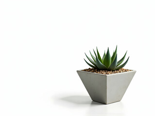 Obraz premium Serene Aloe Vera in a Modern Concrete Pot, minimalist design, peaceful ambiance, perfect home decor, adding a touch of nature indoors.