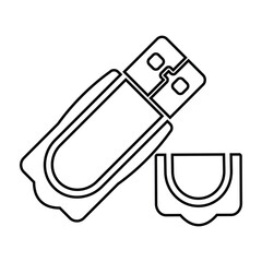 Flash Drive Icon - High-Quality Black Vector Graphics for Technology and Storage Design