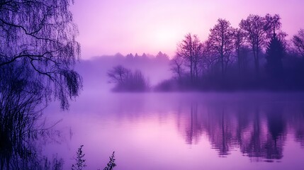 Fototapeta premium Subtle purple lilac mist rising with a smooth and clean backdrop in a mysterious atmosphere