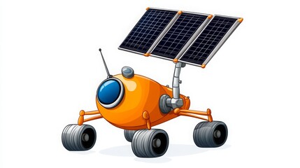 Cute Solar-Powered Mars Rover Cartoon - Space exploration and colon.