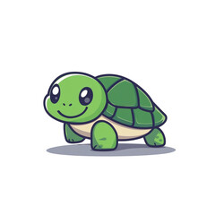 Obraz premium Adorable Green Turtle Cartoon Illustration