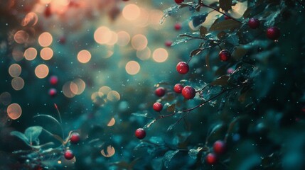 Enchanted Forest: A Dreamlike Image of Berries and Bokeh