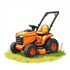 Obraz premium Orange Lawn Tractor on Grassy Lawn 