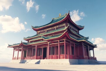 Naklejka premium Majestic Chinese Pavilion under a Sunny Sky