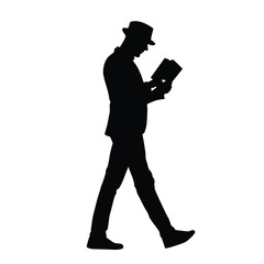 Silhouette of a person reading a book