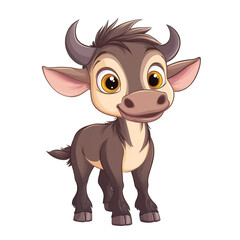 Obraz premium Adorable Baby Wildebeest Cartoon Illustration