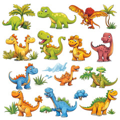 Adorable Cartoon Dinosaurs Collection