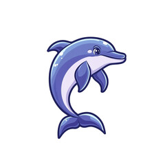 Obraz premium Adorable Cartoon Dolphin Leaping