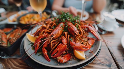 large plate of crayfish