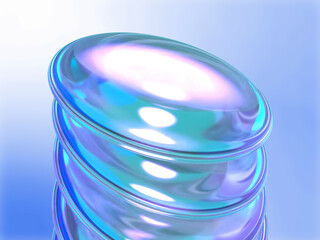 幻想的な光に包まれたクリスタルレンズ群の3Dイラスト