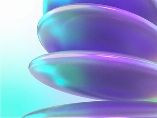 幻想的な光に包まれたクリスタルレンズ群の3Dイラスト