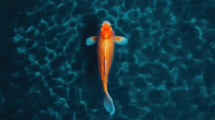 Elegant Koi Fish Swimming Gracefully in Clear Blue Water Under Sunlight Reflections