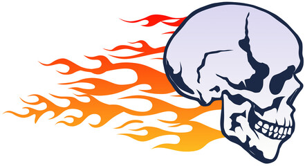 Tete de mort profil avec flamme feu © Scal