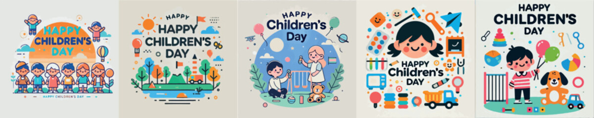 Vector image with the theme of Happy Childrens Day