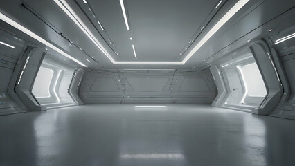 Obraz premium Modern Futuristic Cement Floor and Wall Design with Advanced Technology for Contemporary Interior Concept