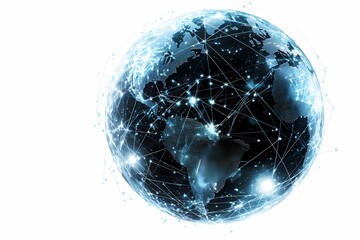 Digital World Globe with Network Connections and Data Streams